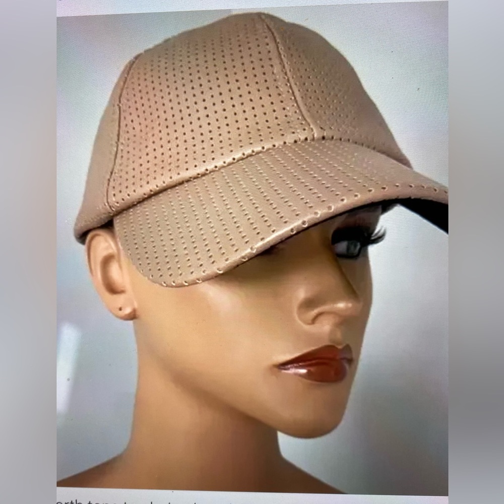 NWT D & Y - Unisex tan faux leather cap, Size: fits up to 24” head